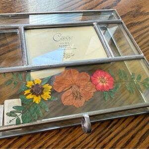 Vintage “Carr Frames” Glass Storage Box with Pressed Flowers